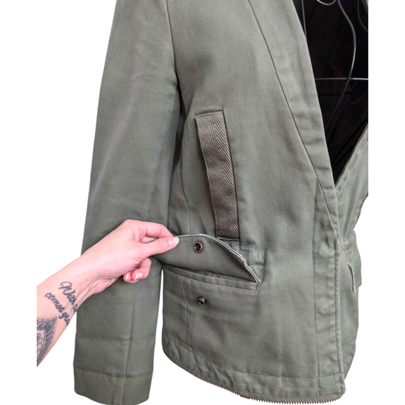 Zadig & Voltaire Vedam Kaki Green Skull Back Structured Cotton Utility Jacket XS - Picture 11 of 12